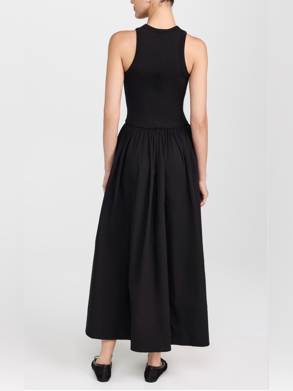 Soldout. NYC The RSVP Dress in Black Sleeveless Maxi Dress with Gathered Skirt - Picture 4 of 7